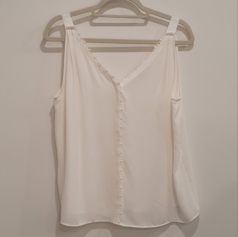 Ann Taylor Loft Ivory Silky Sleeveless Top